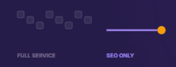 Slider comparing full-service agencies with SEO-only specialists